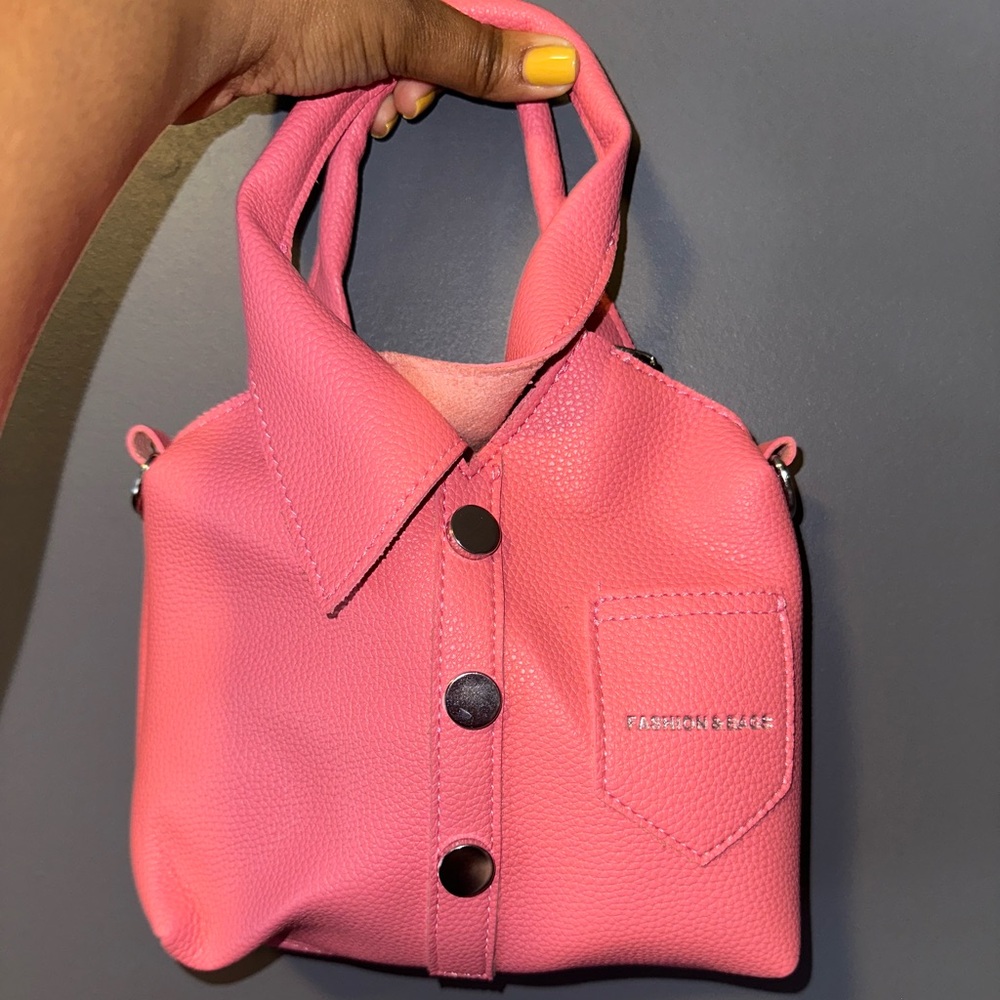 SHEIN Pink Button-Accent Mini Bag
